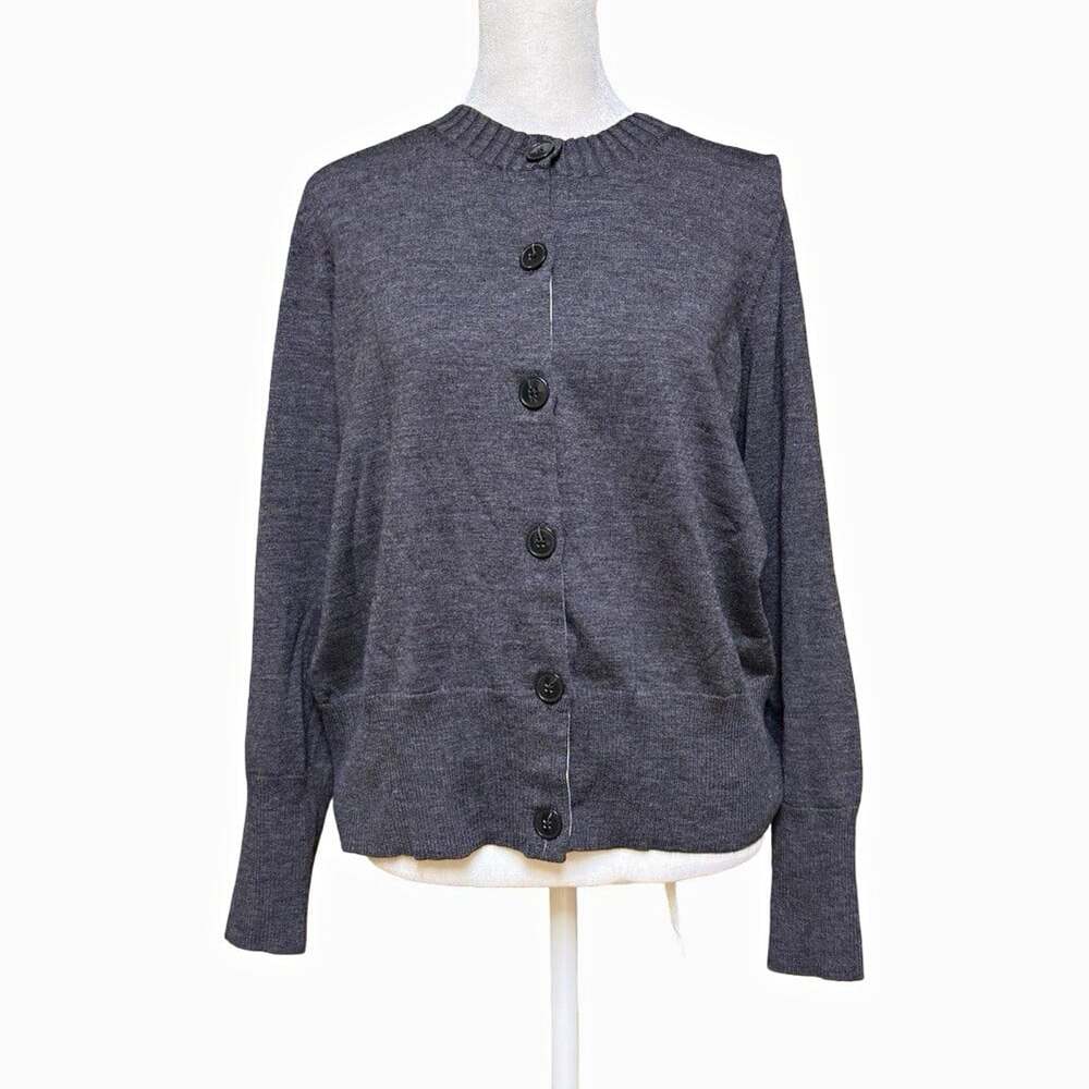 Banana Republic Gray Extra Fine Merino Knit Cardigan Crewneck Button XL